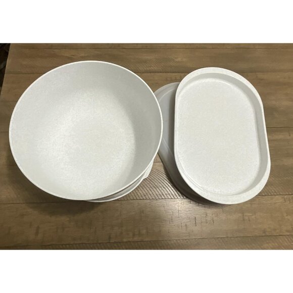 Tupperware Fireworks Speckled Salad Punch Bowl Oval Serving Tray Set - Picture 4 of 4